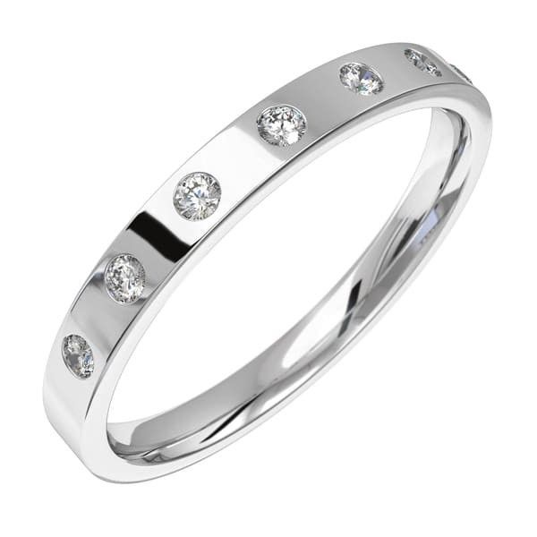 Argolla en oro 18k con 7 Diamantes Eternity Joyería - Anillos de compromiso y argollas de matrimonio en oro